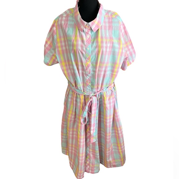 Anthony Richard pastel plaid front tie dress - Picture 3 of 9